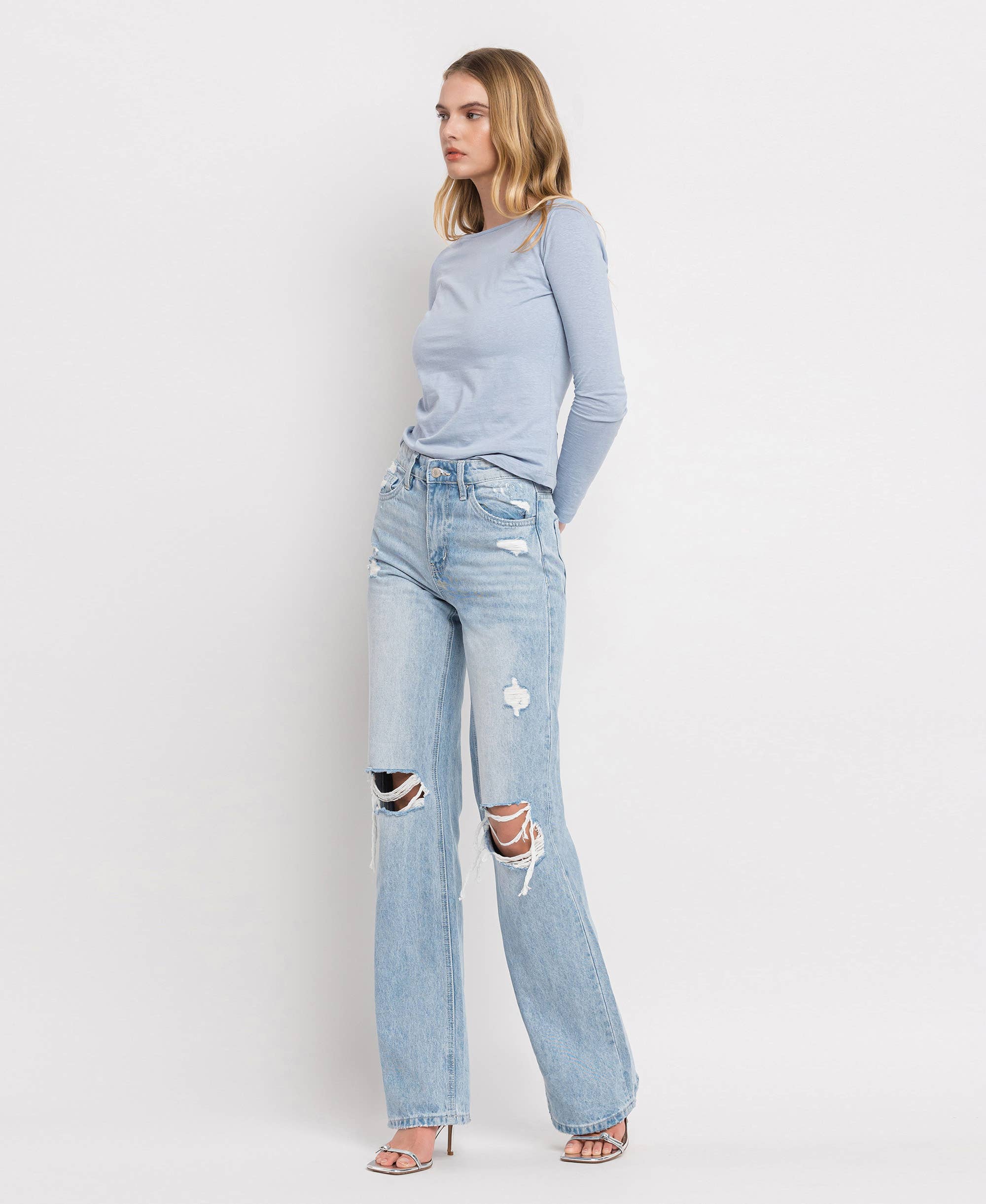 90'S VINTAGE SUPER HIGH RISE FLARE JEANS