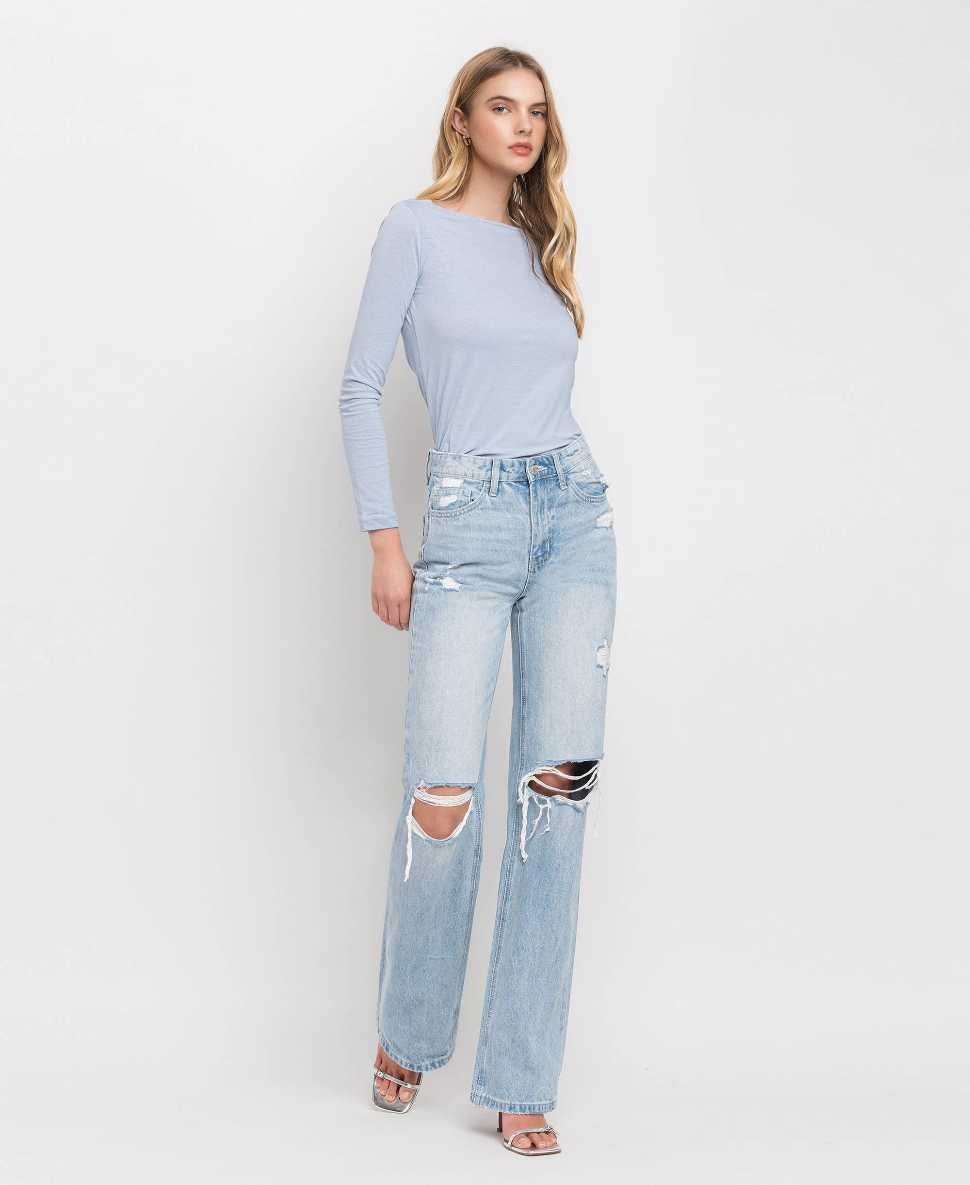 90'S VINTAGE SUPER HIGH RISE FLARE JEANS