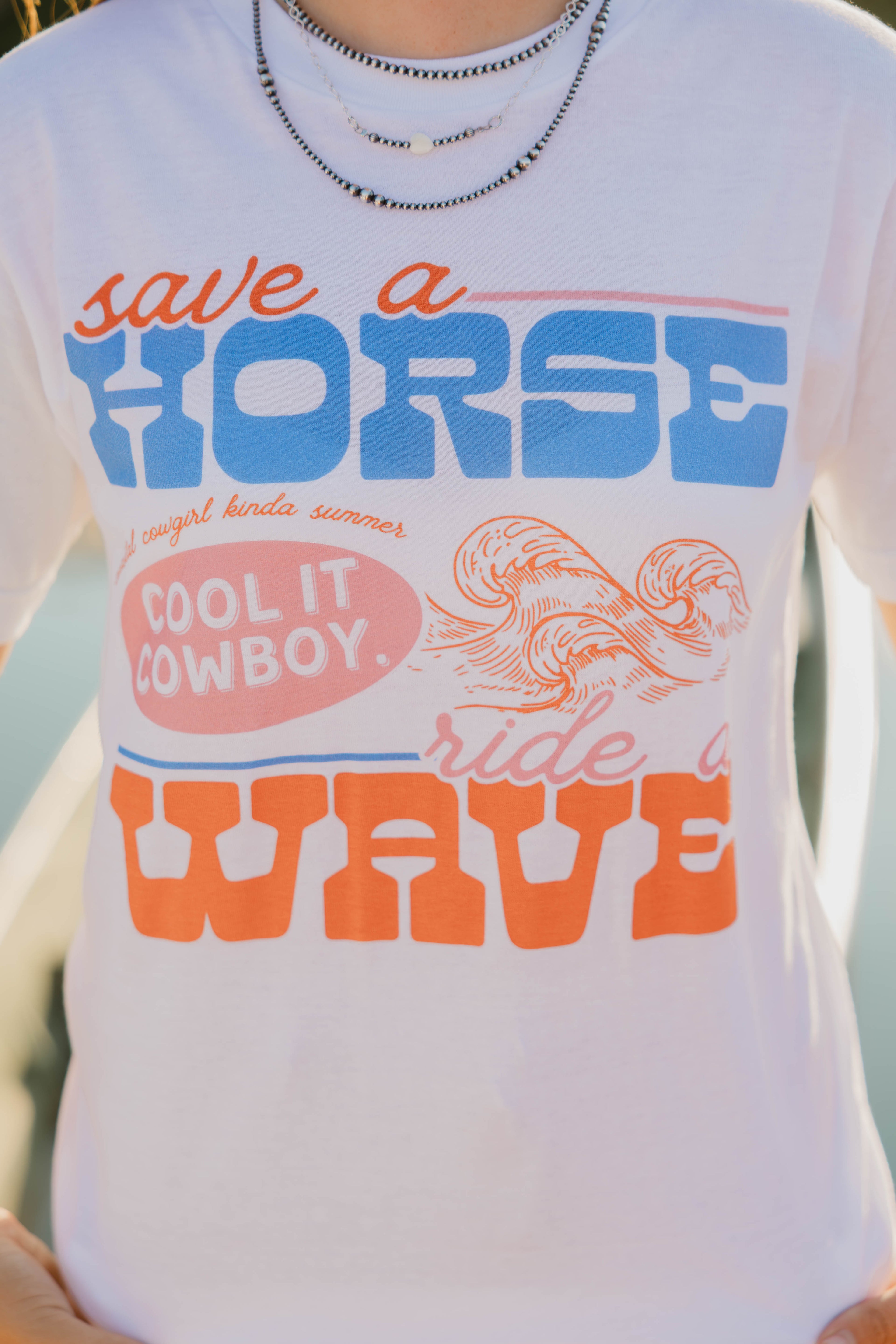 cool it cowboy , ride a wave tee