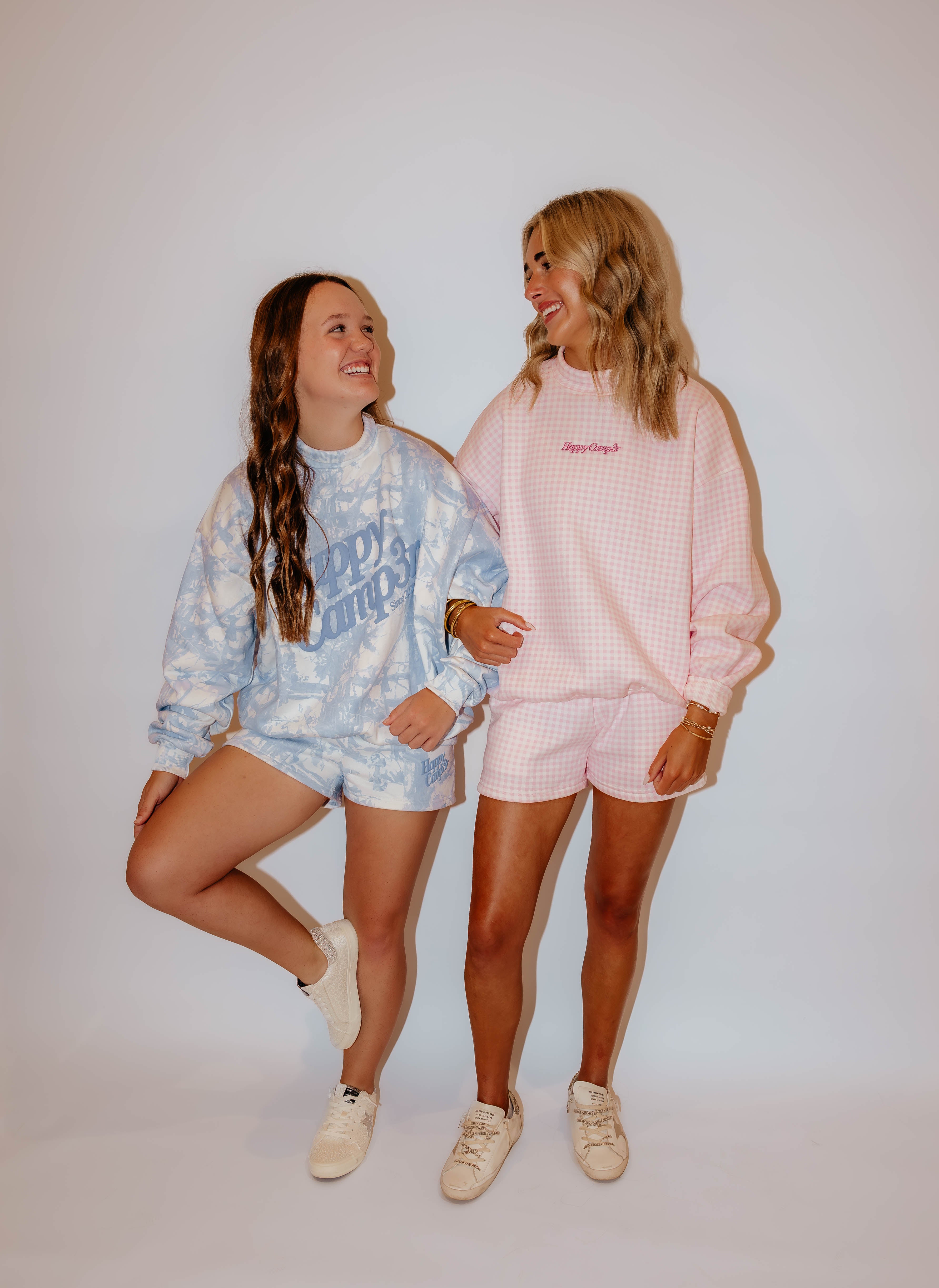 pink gingham mockneck