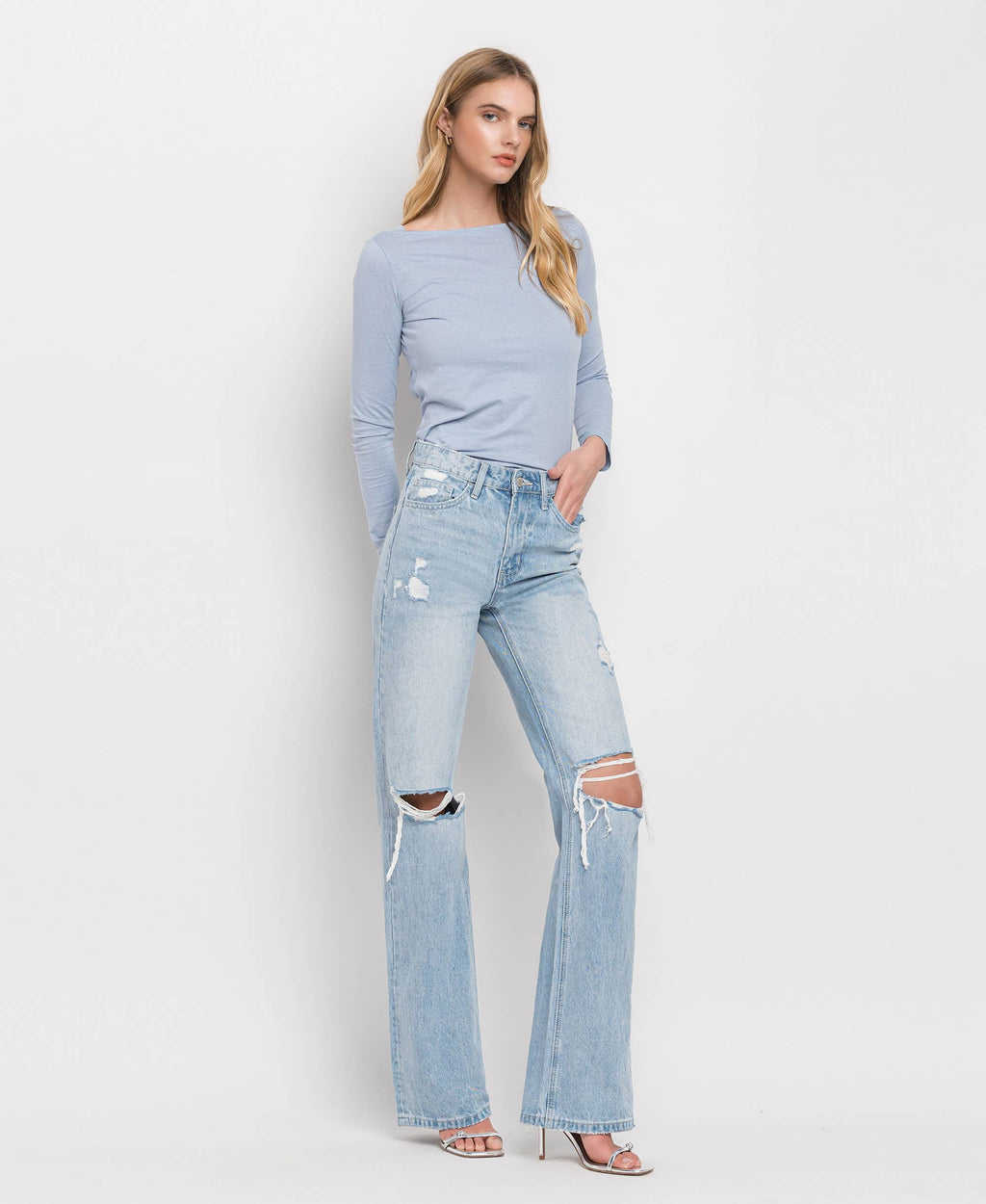 90'S VINTAGE SUPER HIGH RISE FLARE JEANS