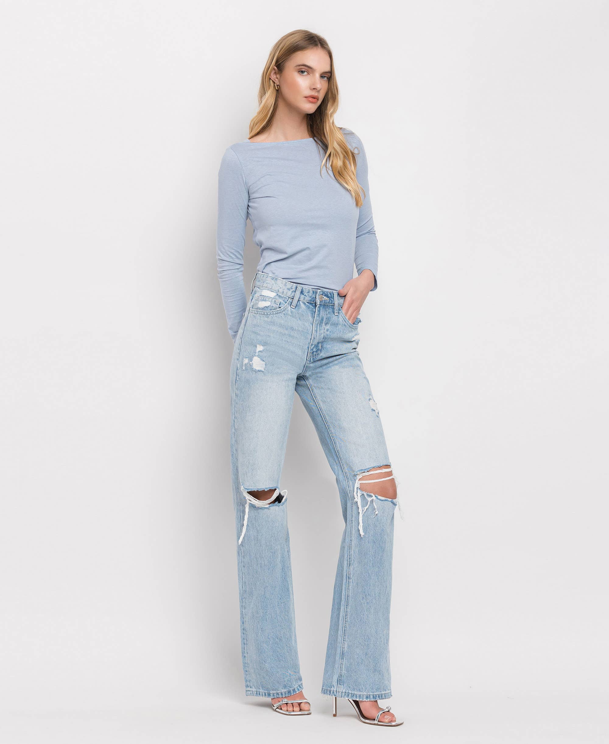 90'S VINTAGE SUPER HIGH RISE FLARE JEANS