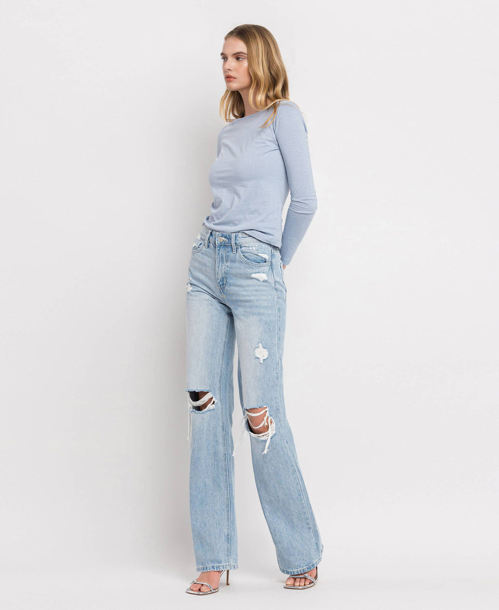 90'S VINTAGE SUPER HIGH RISE FLARE JEANS