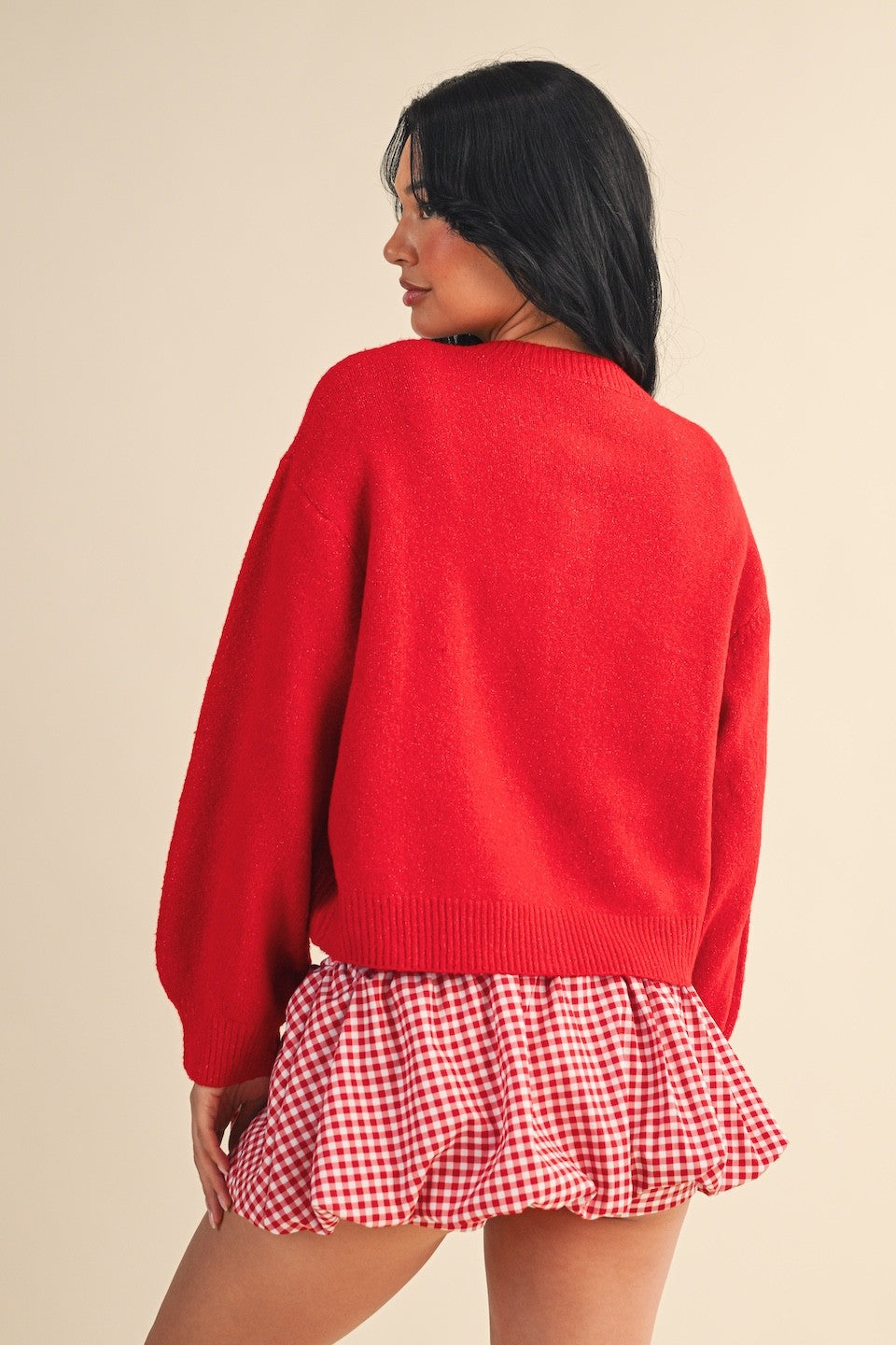 caroline red cardigan