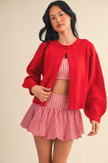 caroline red cardigan