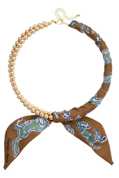 Winnie Ball Bead Scarf Necklace in Brown