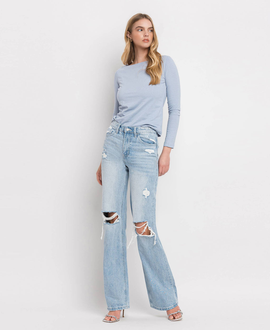90'S VINTAGE SUPER HIGH RISE FLARE JEANS