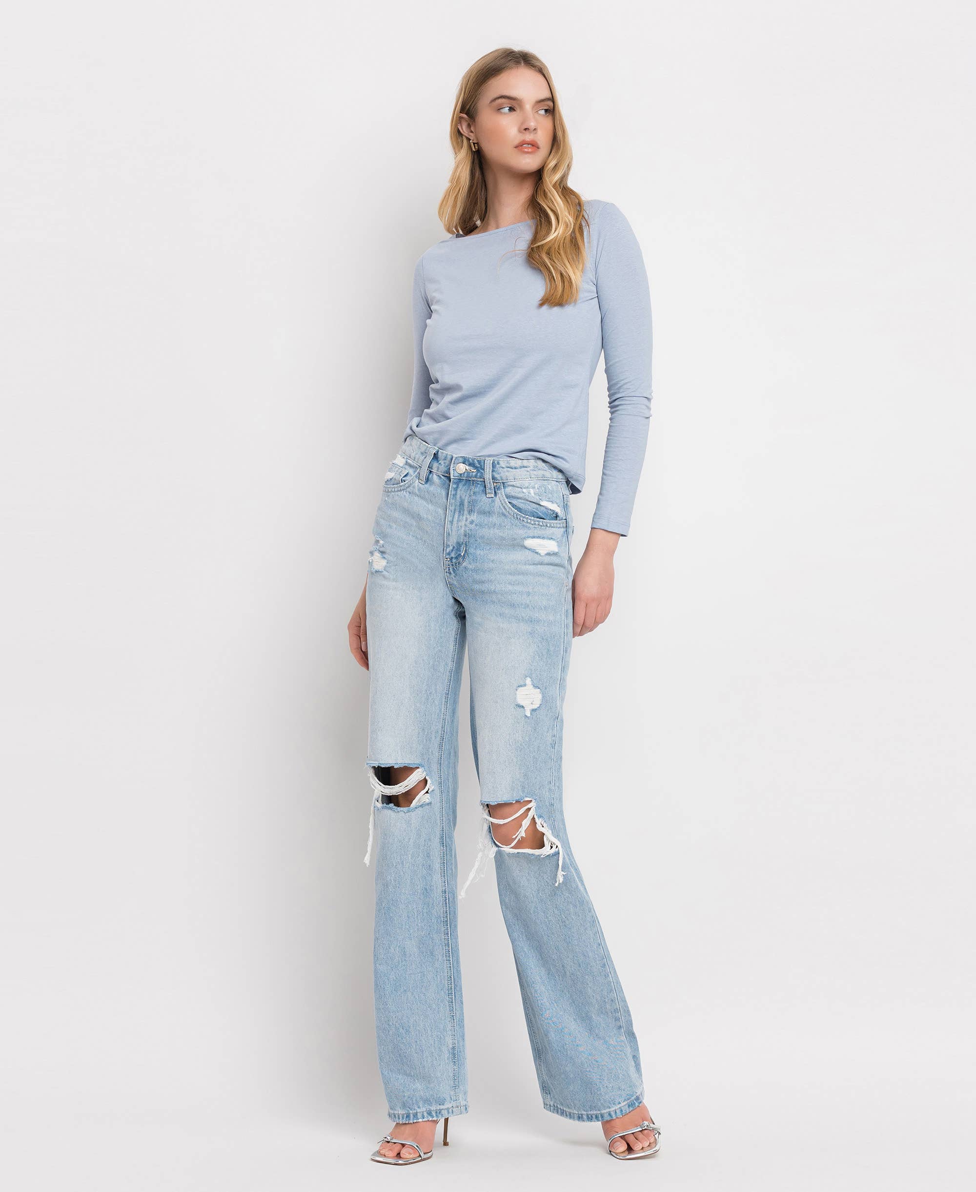 90'S VINTAGE SUPER HIGH RISE FLARE JEANS