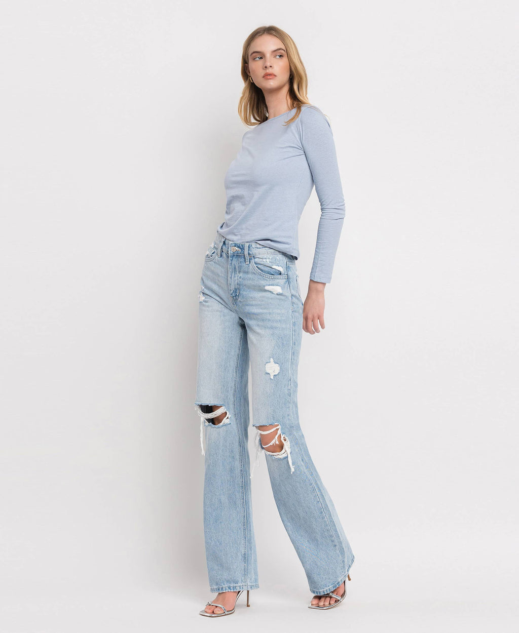 90'S VINTAGE SUPER HIGH RISE FLARE JEANS
