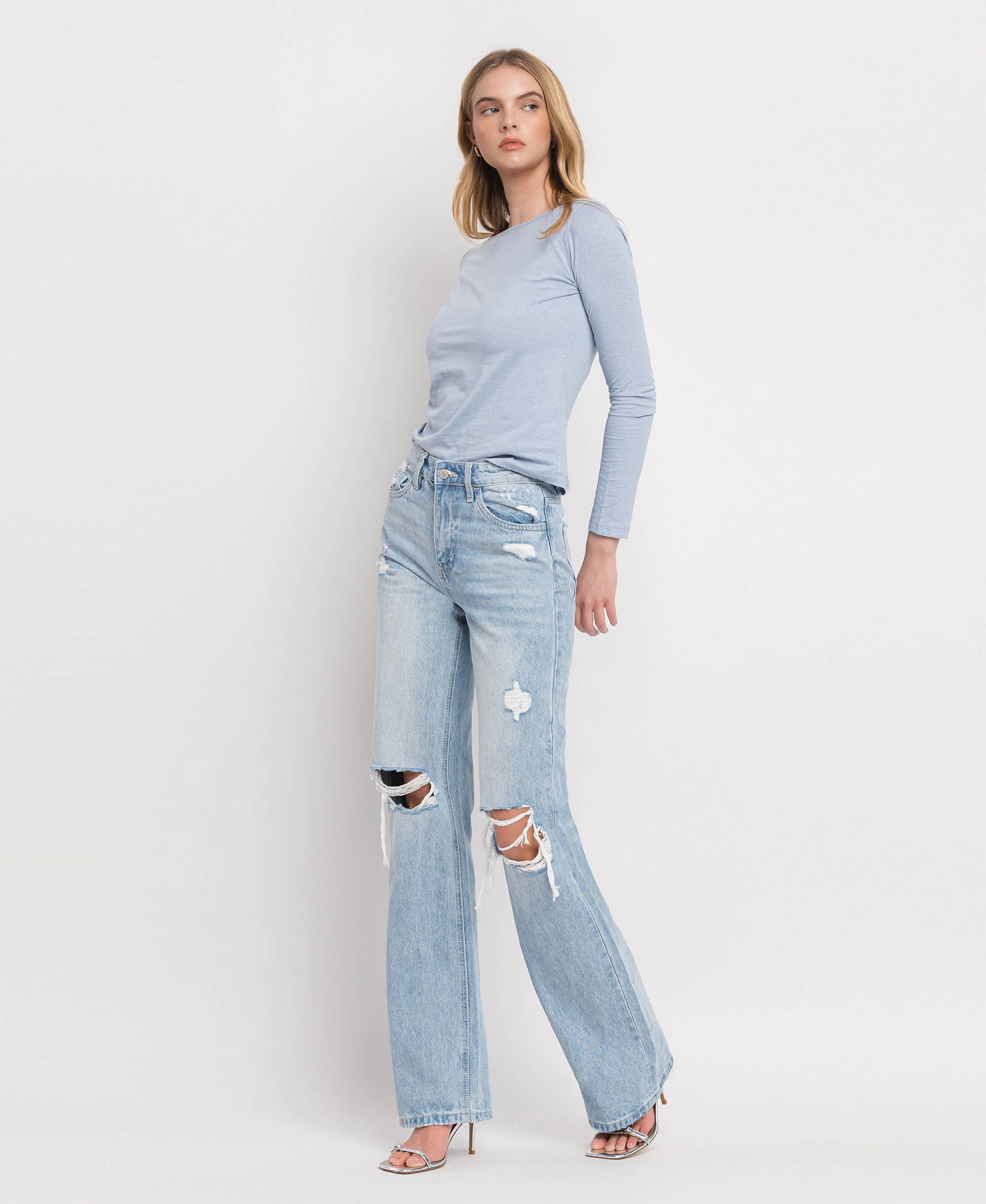 90'S VINTAGE SUPER HIGH RISE FLARE JEANS