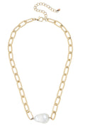 Liza Linked Baroque Pearl Necklace in Shiny Gold