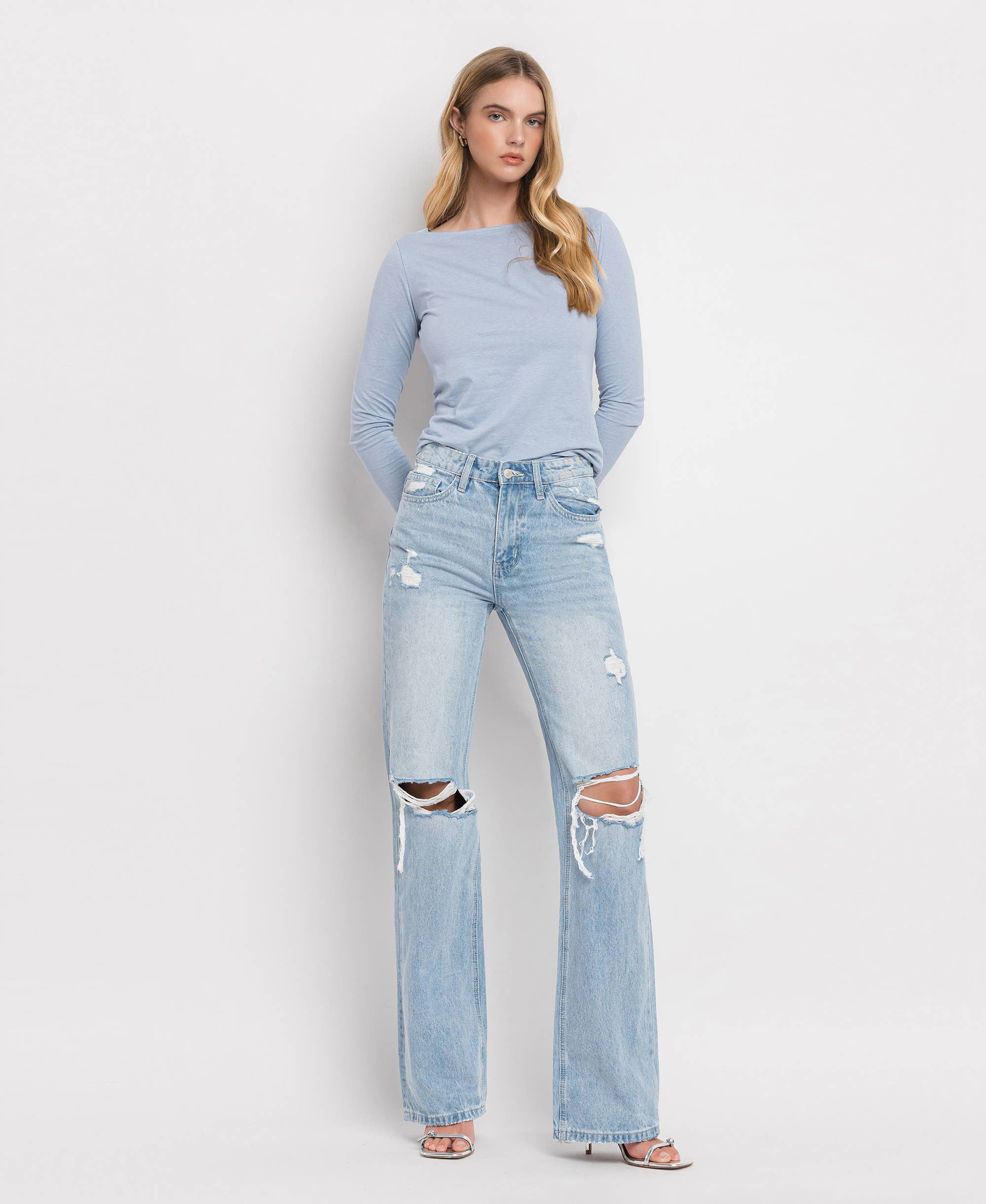 90'S VINTAGE SUPER HIGH RISE FLARE JEANS