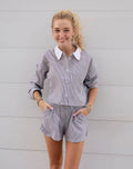 uptown cropped button up