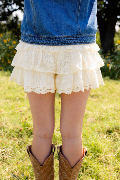 cowgirl cream lace skort