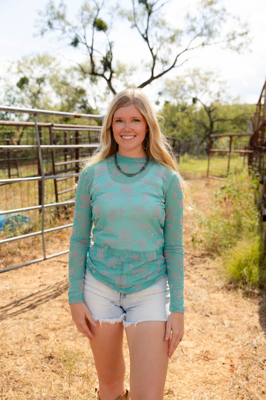 RETRO COWGIRL MESH TOP