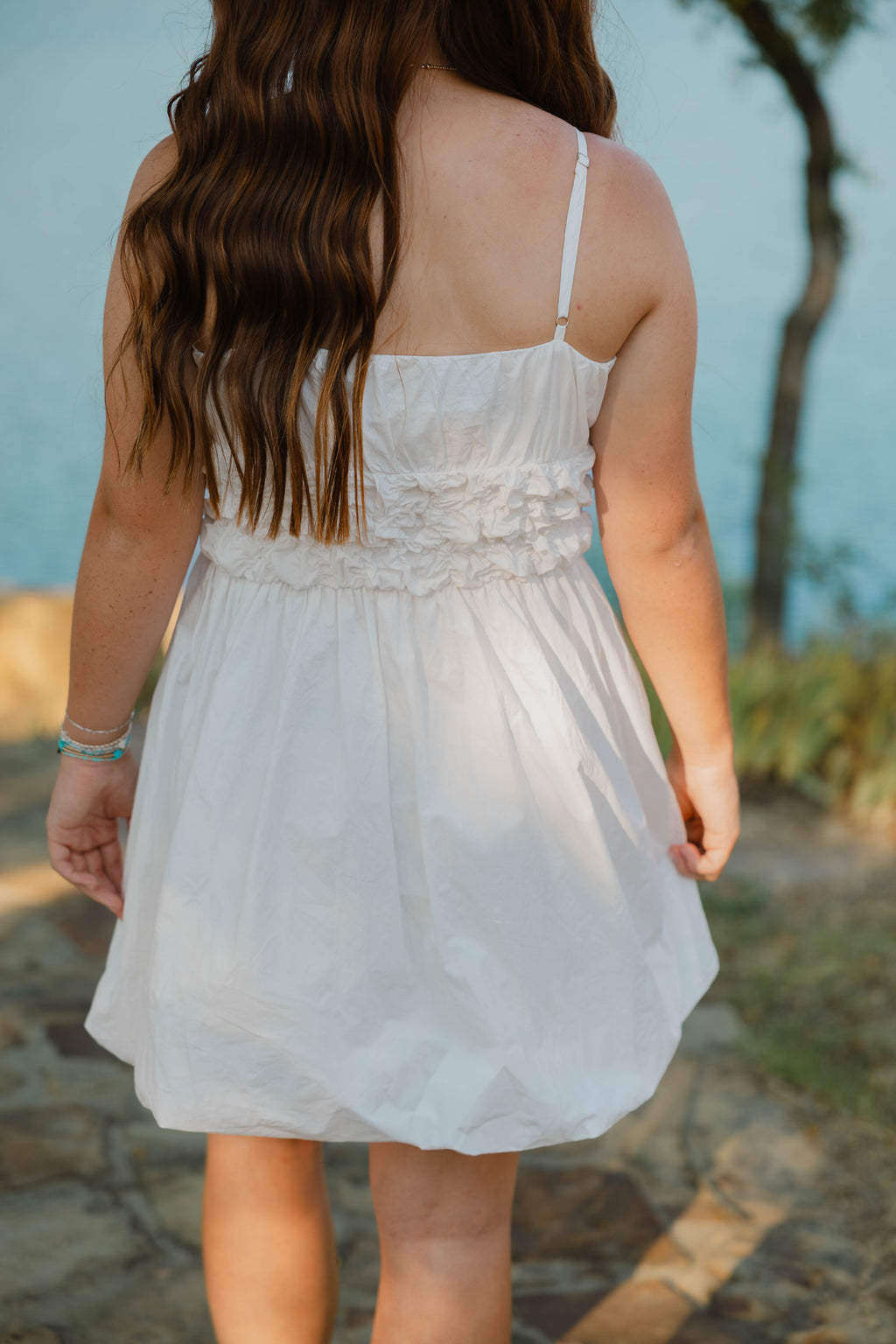 white bubble dress