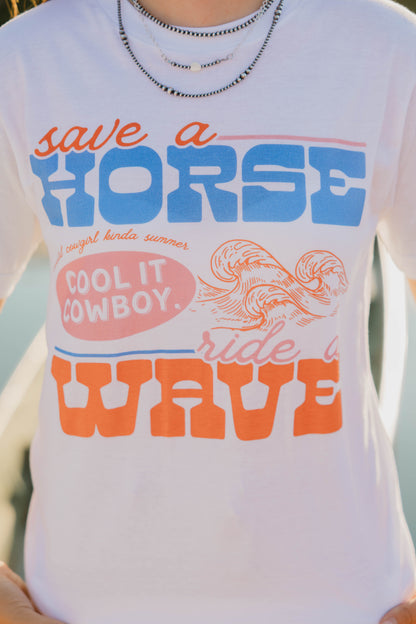 cool it cowboy , ride a wave tee