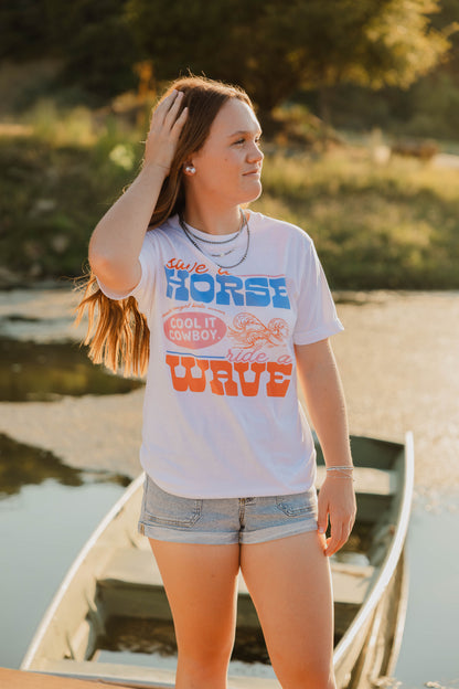 cool it cowboy , ride a wave tee