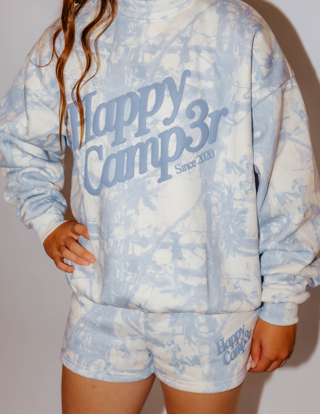 blue camo sweat shorts