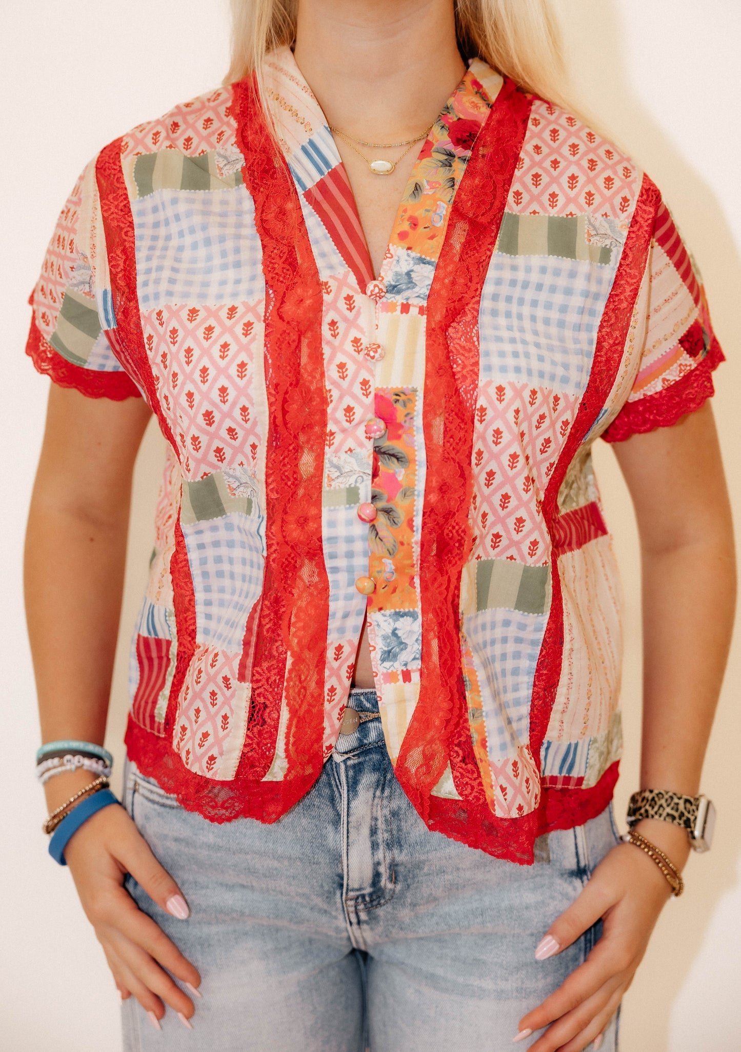 vintage patch work  blouse