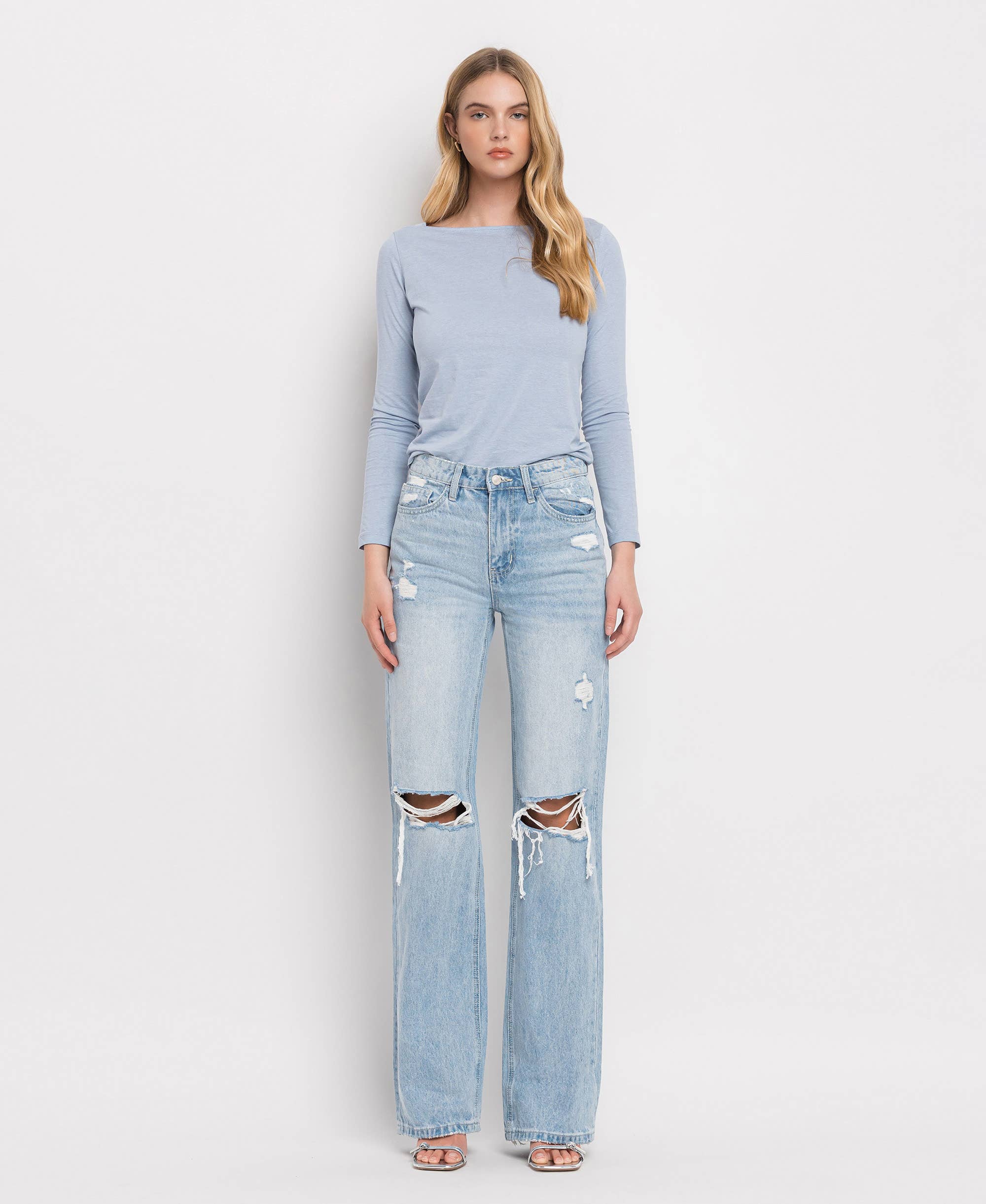90'S VINTAGE SUPER HIGH RISE FLARE JEANS