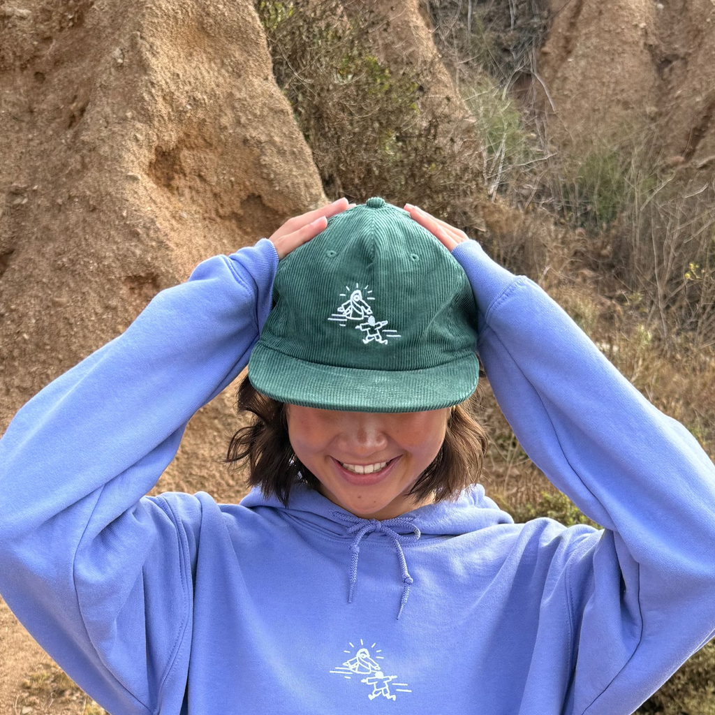 "JESUS DOODLE" EMBROIDERED CORDUROY HAT | GREEN