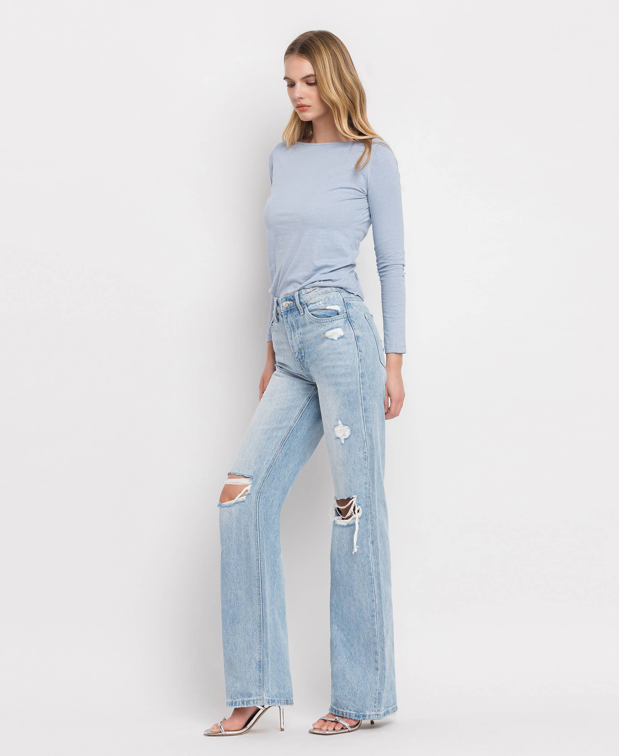 90'S VINTAGE SUPER HIGH RISE FLARE JEANS
