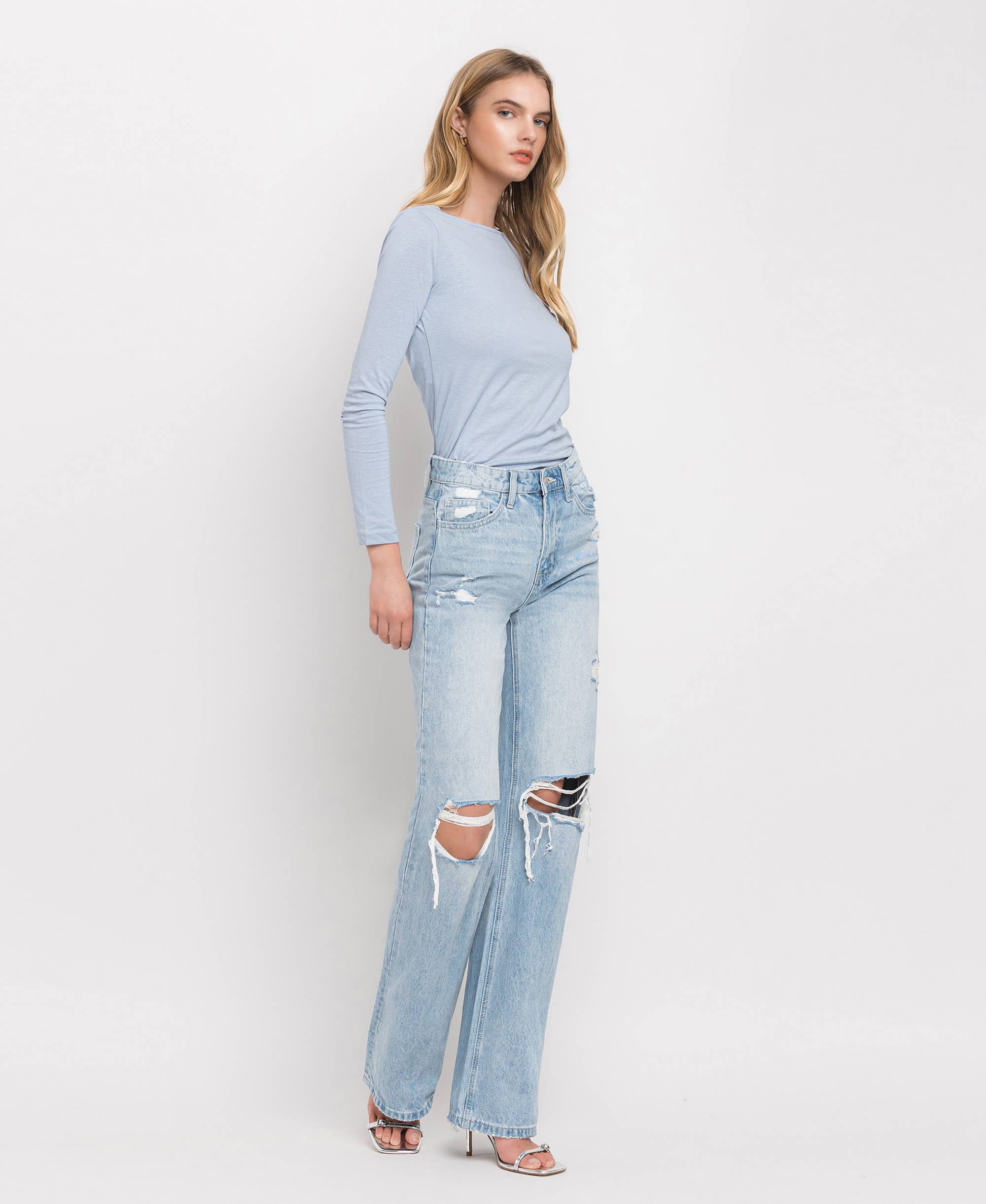 90'S VINTAGE SUPER HIGH RISE FLARE JEANS
